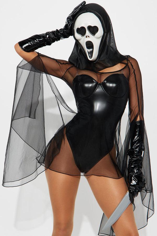 Fashion Nova I'll Make You Scream 5 Piece Costume Set - Black