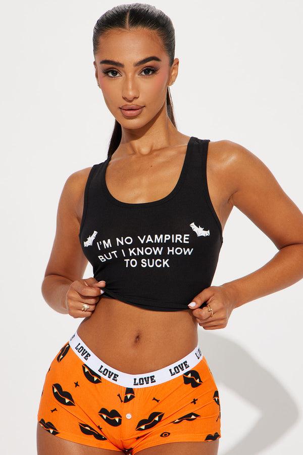Fashion Nova I'm No Vampire Halloween PJ Set - Black/combo