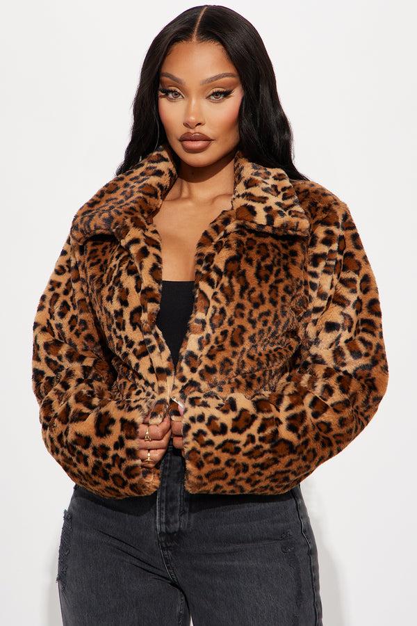Fashion Nova Karma Cropped Faux Fur Coat - Brown/combo
