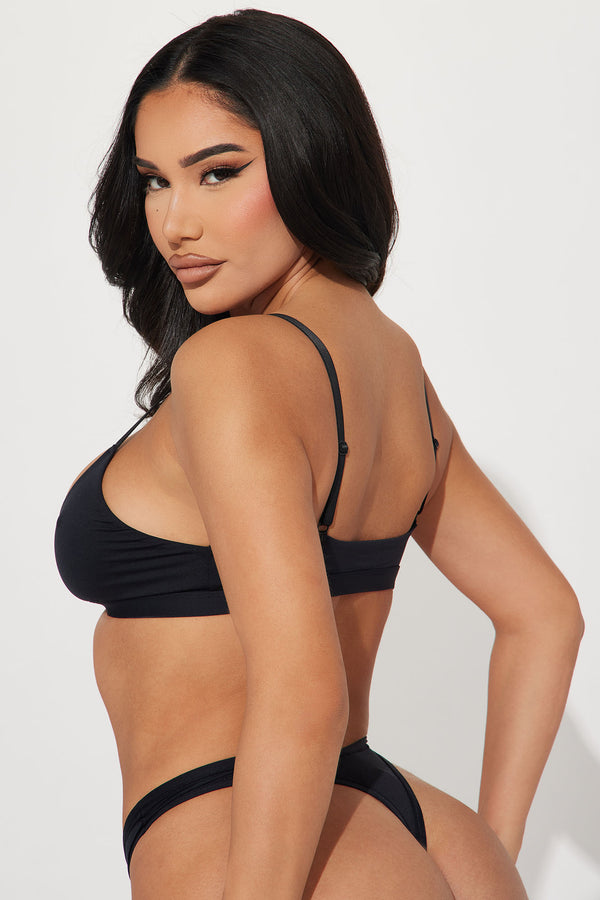 Fashion Nova Light As A Feather Microfiber Triangle Bralette - Black