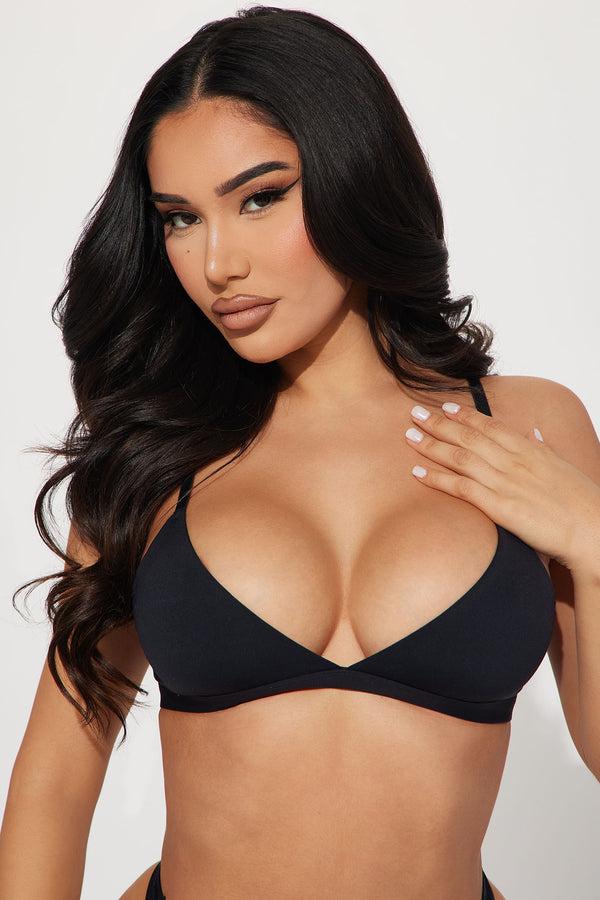 Fashion Nova Light As A Feather Microfiber Triangle Bralette - Black