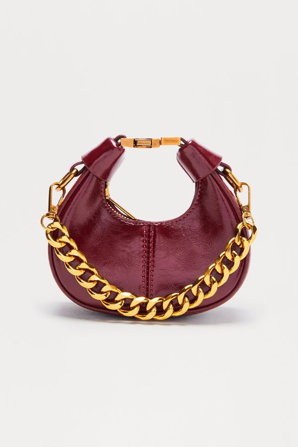 Fashion Nova Lil' Link Mini Faux Leather Clutch - Burgundy