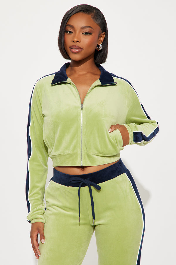 Fashion Nova Los Angeles Livin' Velour Pant Set - Green
