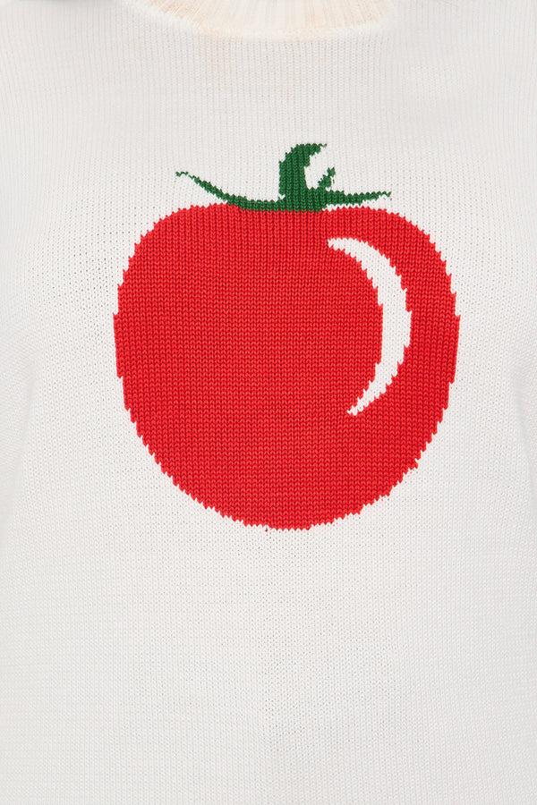 Fashion Nova Main Squeeze Tomato Pullover Sweater - White/combo