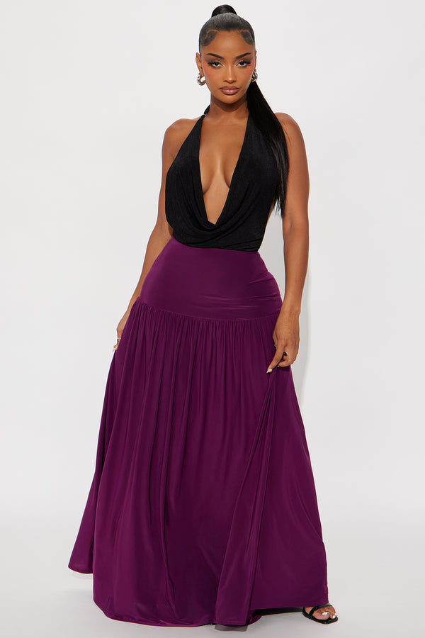 Fashion Nova Marnie Tiered Drop Waist Maxi Skirt - Magenta