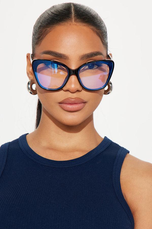 Fashion Nova Mean Serious Business Blue Light Glasses - Black