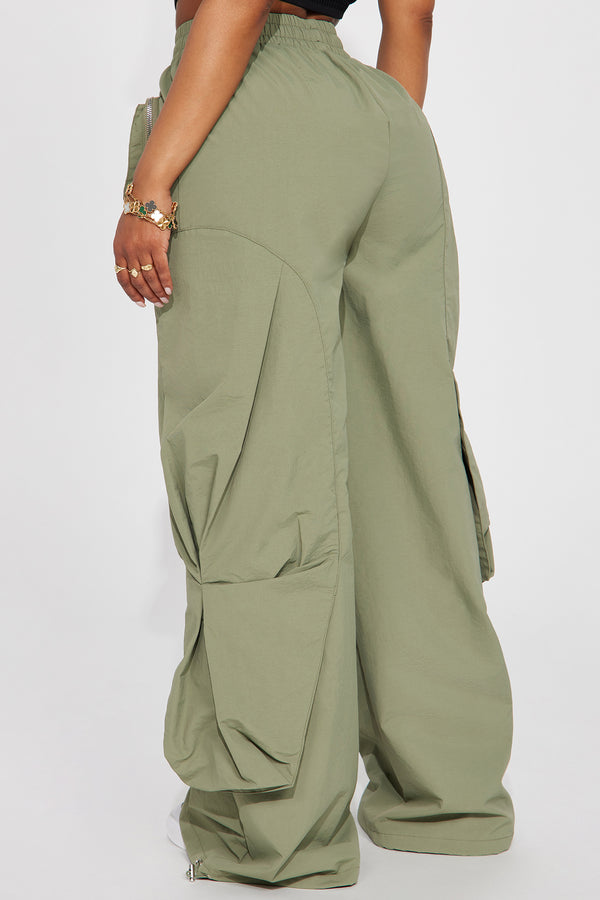 Fashion Nova Mind Your Own Business Parachute Jogger - Sage