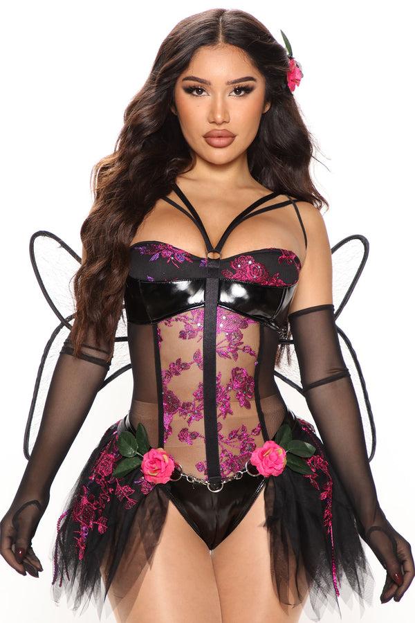Fashion Nova Naughty Fairy 3 Piece Costume Set - Black/combo
