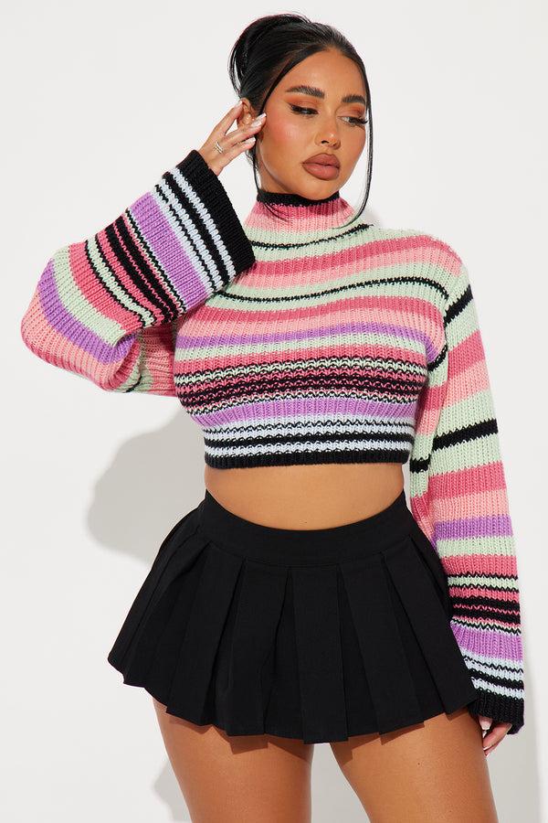 Fashion Nova No Worries Striped Sweater - Multi Color