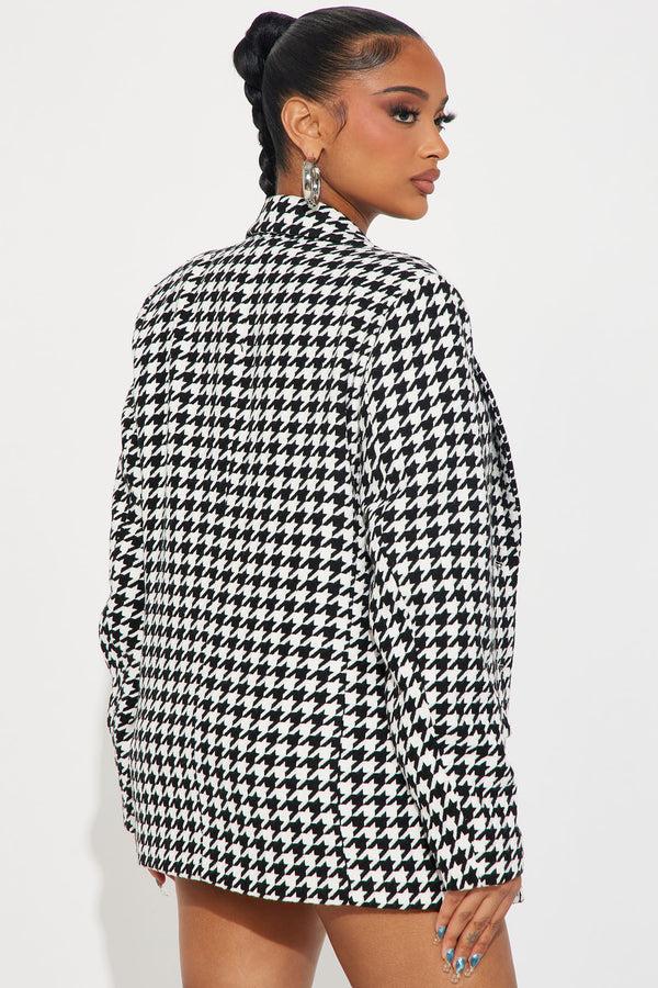 Fashion Nova Not So Polite Houndstooth Blazer - Black/White
