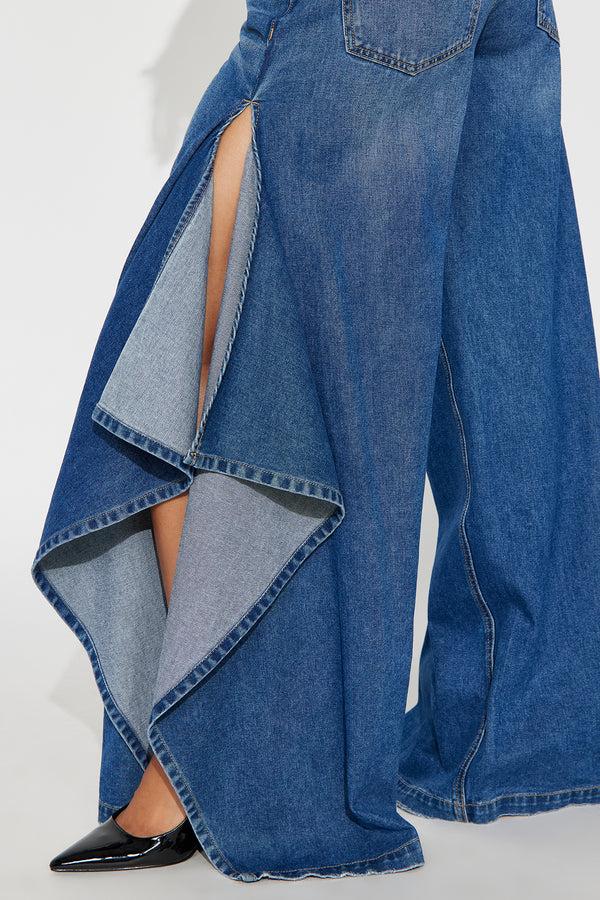 Fashion Nova Not The Drama Wide Leg Jeans - Medium Wash