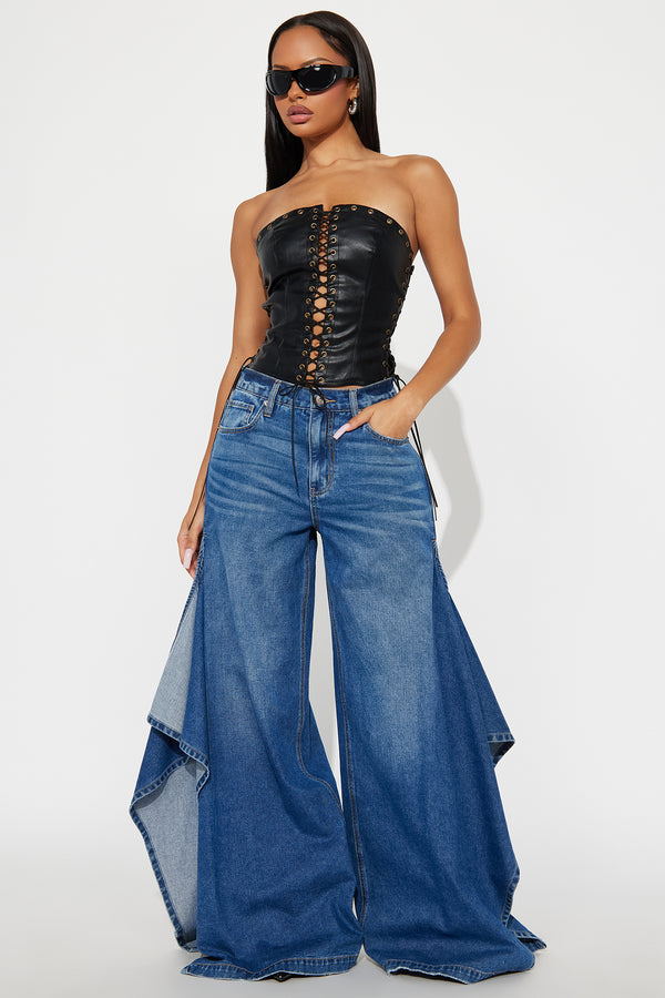 Fashion Nova Not The Drama Wide Leg Jeans - Medium Wash