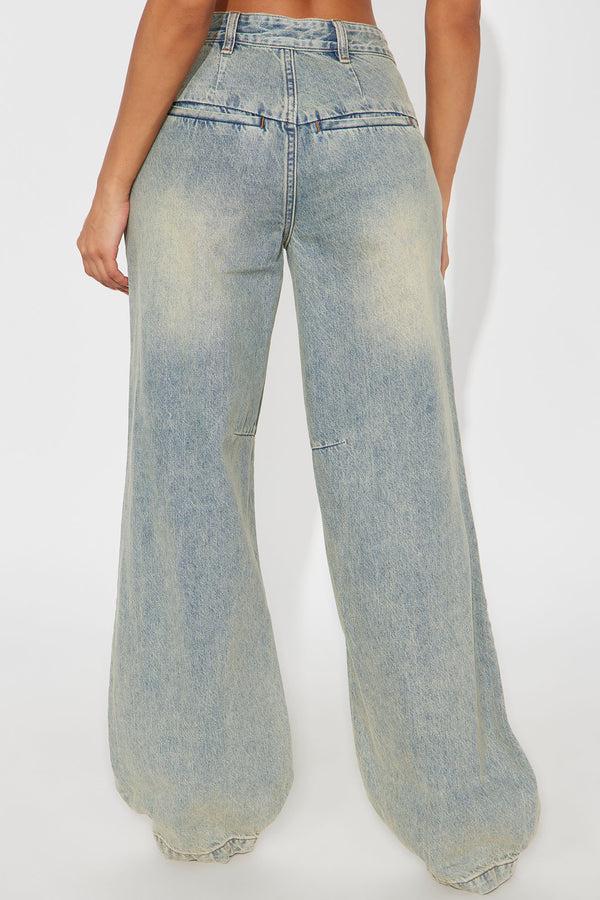 Fashion Nova On The Run Loose Fit Jeans - Vintage Wash
