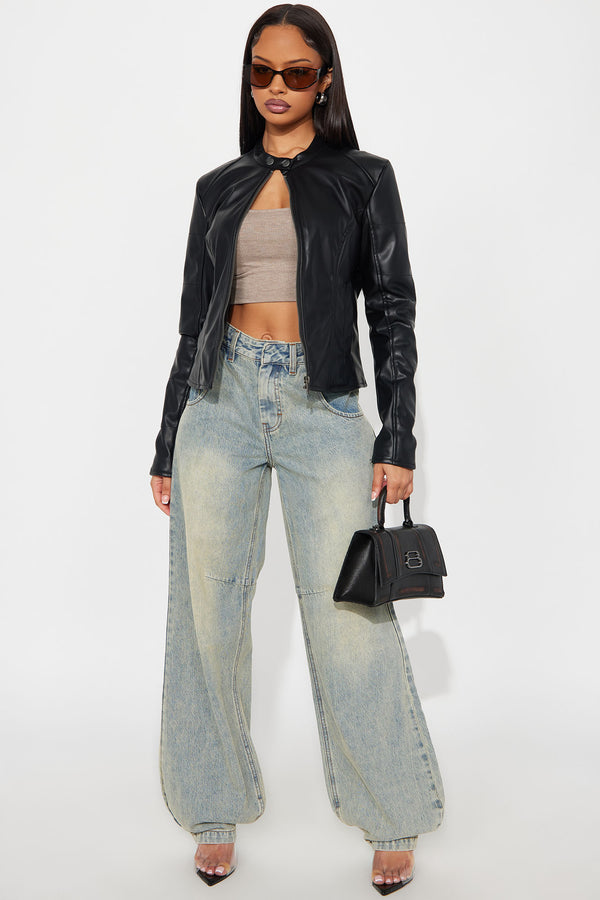 Fashion Nova On The Run Loose Fit Jeans - Vintage Wash