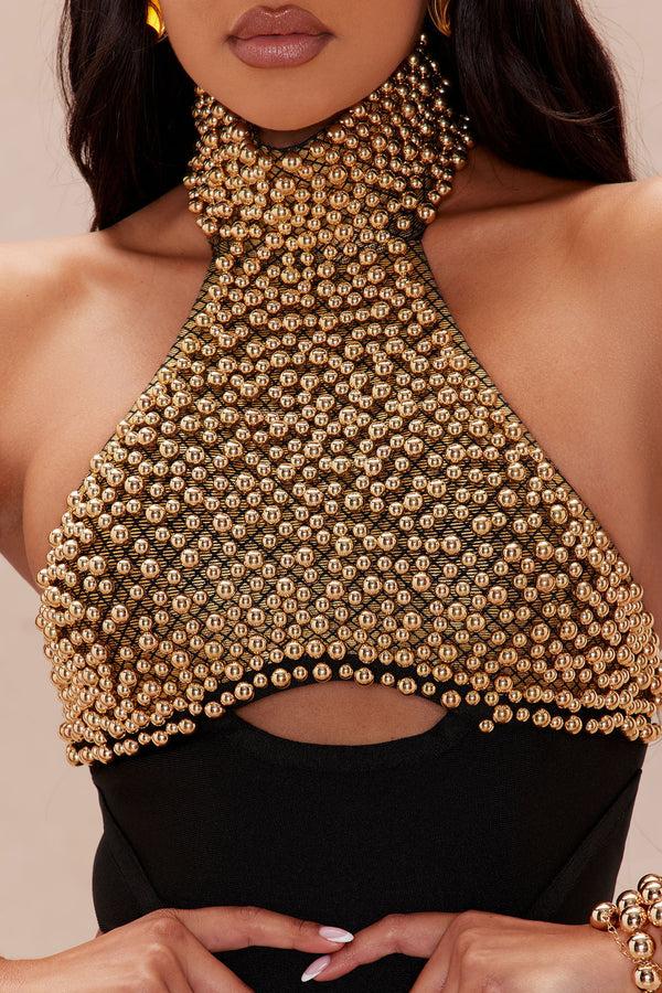 Fashion Nova Patricia Embellished Bandage Jumpsuit - Black