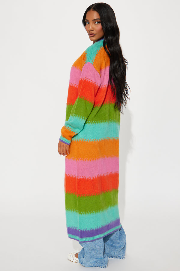 Fashion Nova Poppy Striped Long Cardigan - Multi Color