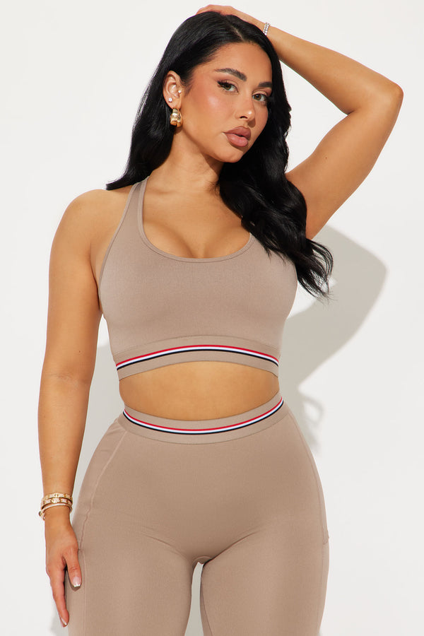 Fashion Nova Power Up Flex Seamless Sports Bra - Taupe