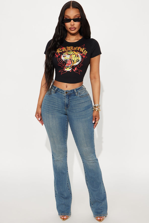 Fashion Nova Premium Low Rise Bootcut Jeans - Dark Wash