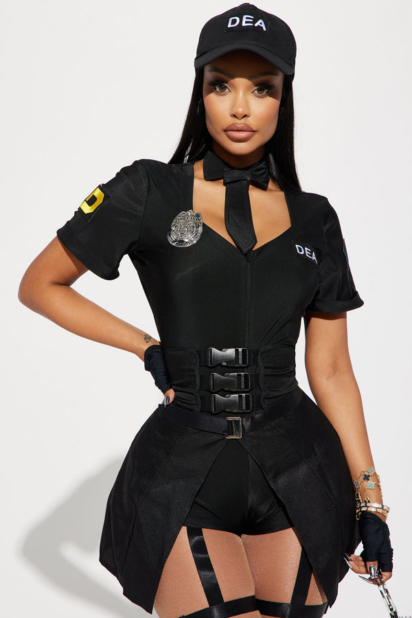 Fashion Nova Sexy DEA Agent 6 Piece Costume Set - Black