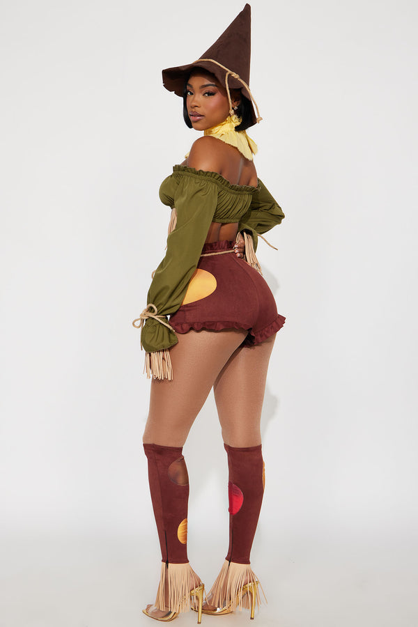 Fashion Nova Sinister Scarecrow Cutie 6 Piece Costume Set - Brown/combo