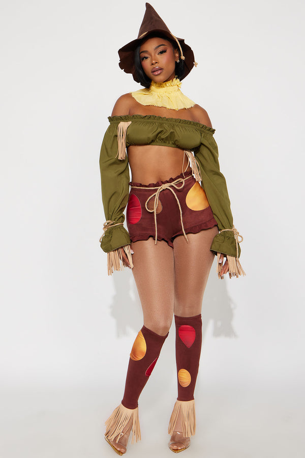 Fashion Nova Sinister Scarecrow Cutie 6 Piece Costume Set - Brown/combo