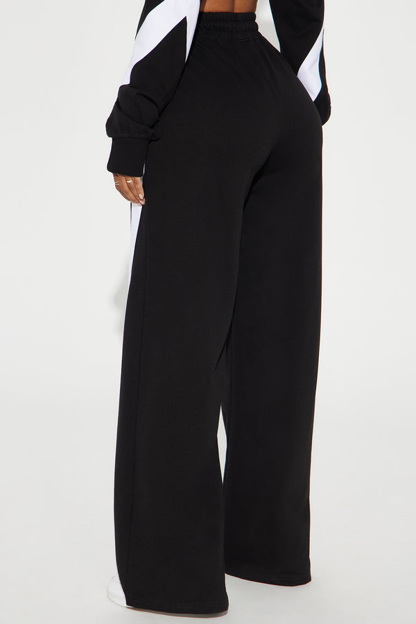Fashion Nova Sporty And Flirty Wide Leg Pant - Black/White