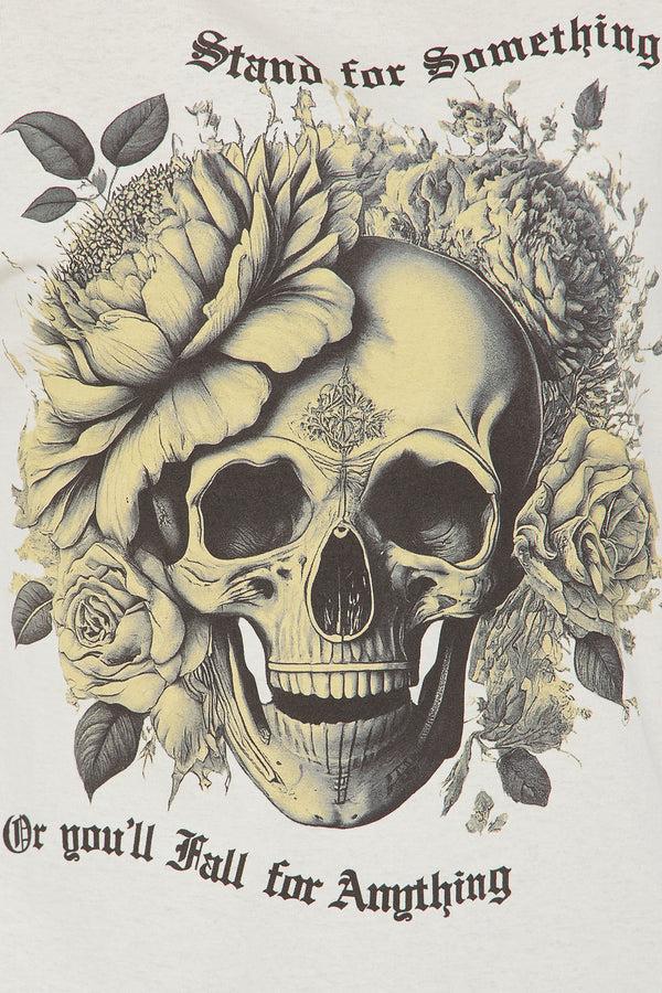 Fashion Nova Stand For Something Skull Oversized Tee - Cream