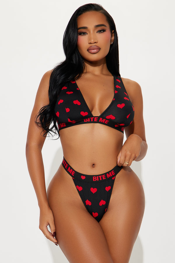 Fashion Nova Stassi Heart Breaker 2 Piece Set - Black/Red