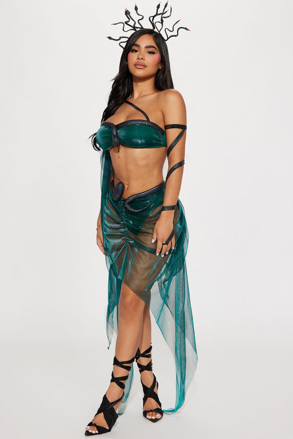 Fashion Nova Stone Cold Goddess 4 Piece Costume Set - Green