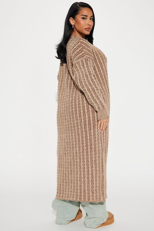 Fashion Nova Street Chic Washed Long Cardigan - Mocha/combo