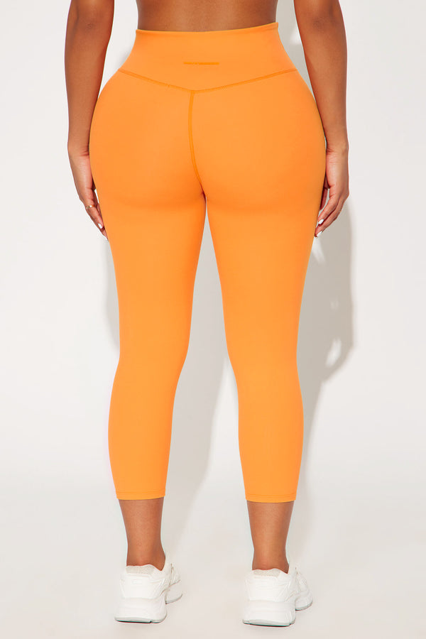 Fashion Nova Sweat Out Super Soft Active Capri Legging - Tangerine