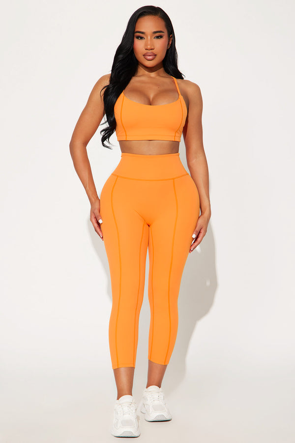 Fashion Nova Sweat Out Super Soft Active Capri Legging - Tangerine