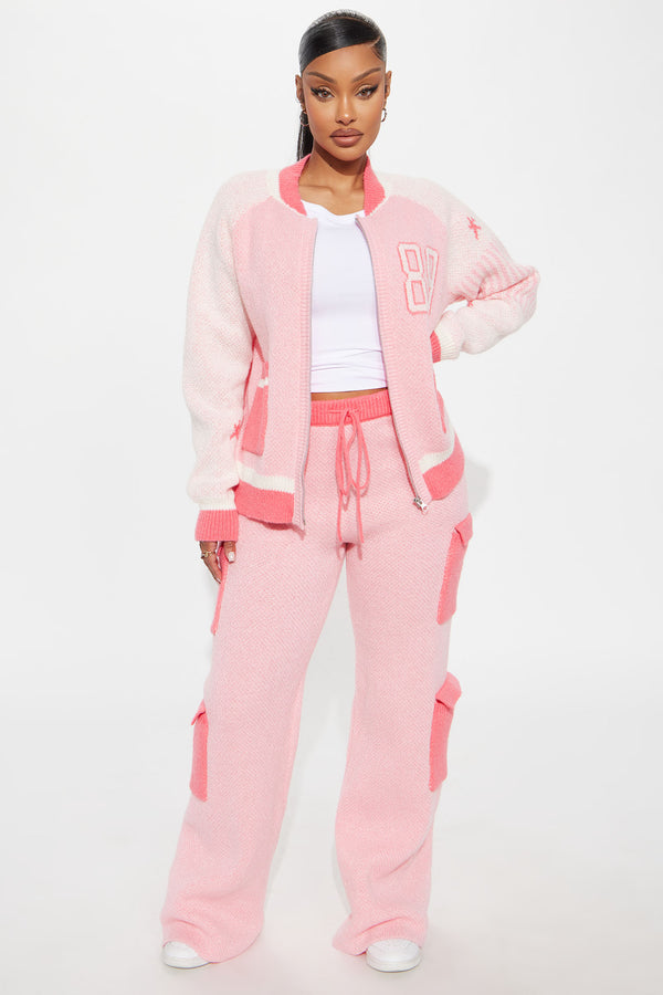 Fashion Nova Sweet As Pie Sweater Pant Set - Pink/combo