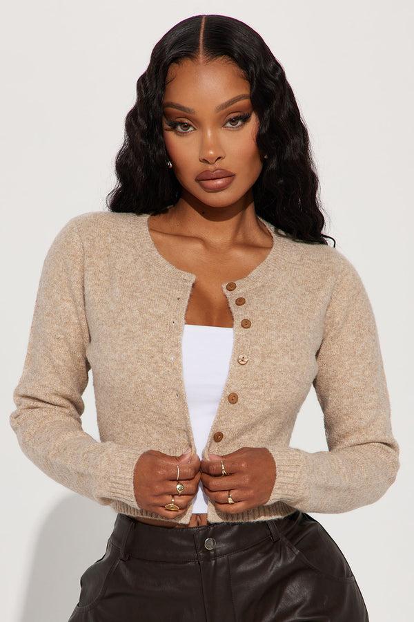 Fashion Nova Sweet Sensation Cropped Cardigan - Taupe
