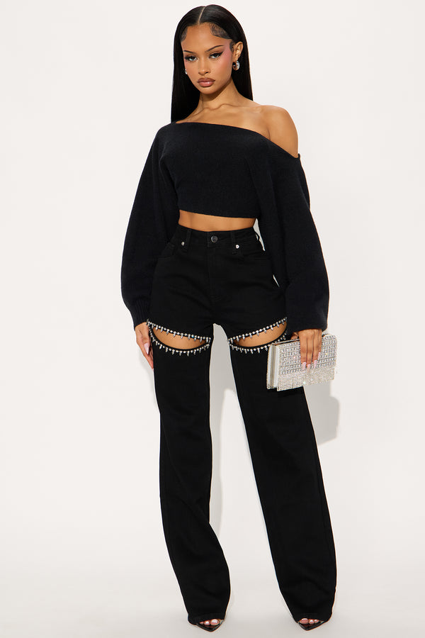 Fashion Nova Tall You Belong With Me Stretch Embellished Straight Leg Jeans - Black