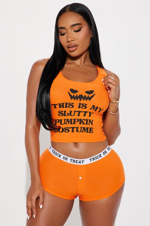 Fashion Nova This Is My Slutty Costume Halloween PJ Set - Orange