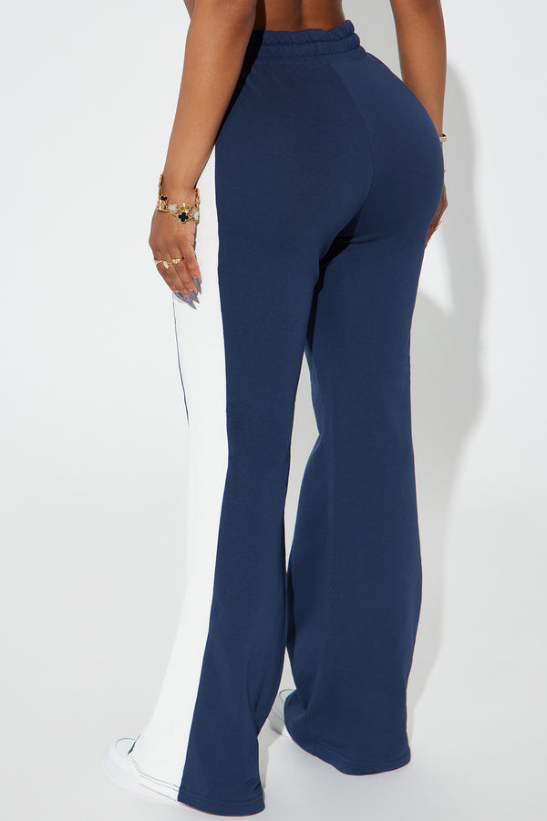 Fashion Nova Top Of The World Lounge Flare Pants - Navy/combo