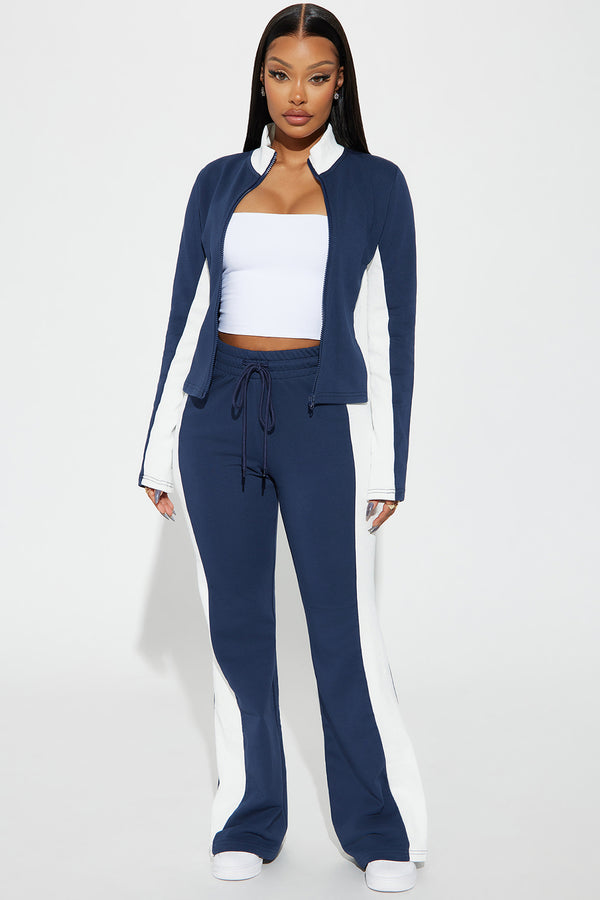 Fashion Nova Top Of The World Lounge Flare Pants - Navy/combo