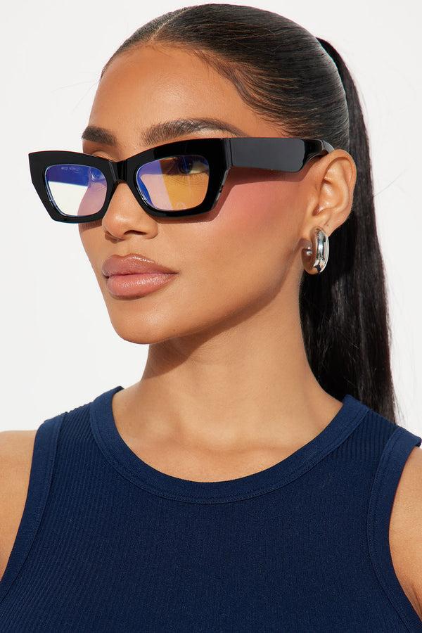 Fashion Nova Trendiest In The Office Blue Light Glasses - Black