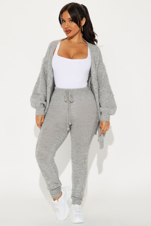 Fashion Nova Ultra Comfort Sweater Pant Set - Heather Grey