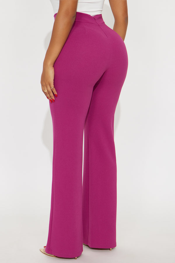 Fashion Nova Victoria High Waisted Dress Pants - Raspberry