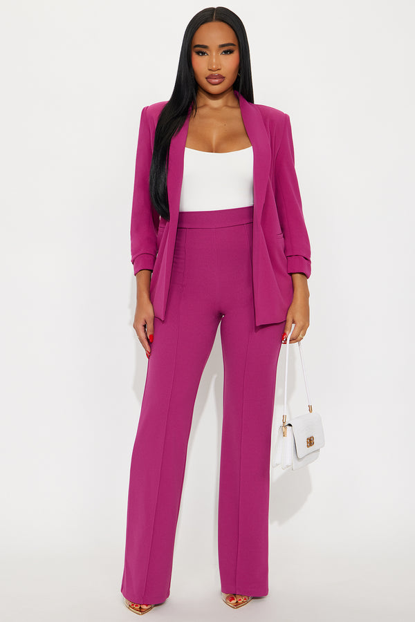 Fashion Nova Victoria High Waisted Dress Pants - Raspberry