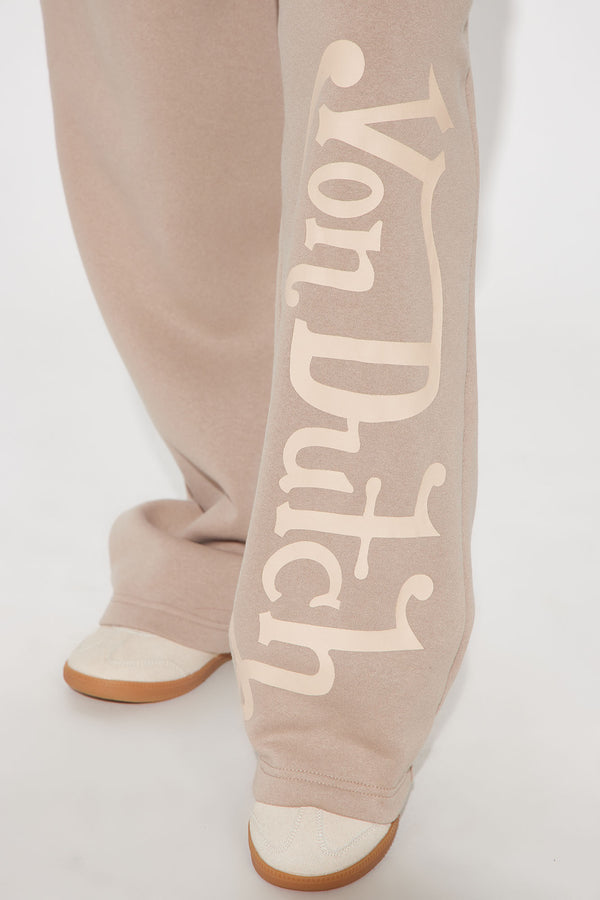 Fashion Nova Von Dutch Distressed Wide Leg Pant - Taupe