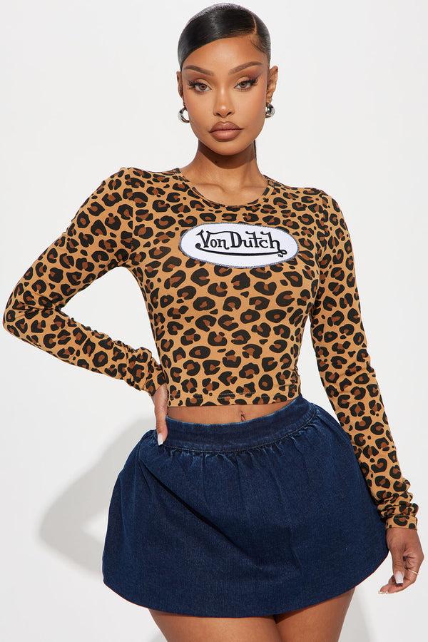 Fashion Nova Von Dutch Leopard Long Sleeve Top - Leopard
