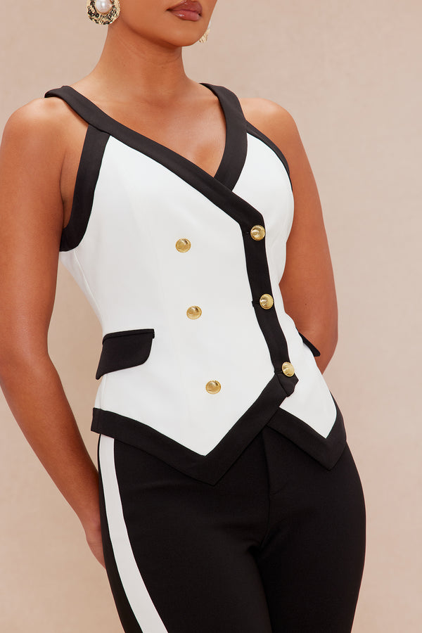 Fashion Nova Write My Own Checks Flare Trouser Pant Set - Black/White