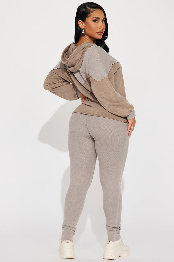 Fashion Nova Yazmine Vintage Wash Legging Set - Taupe