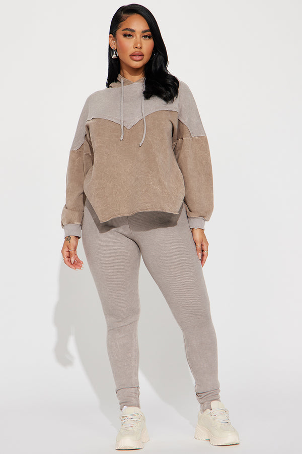 Fashion Nova Yazmine Vintage Wash Legging Set - Taupe