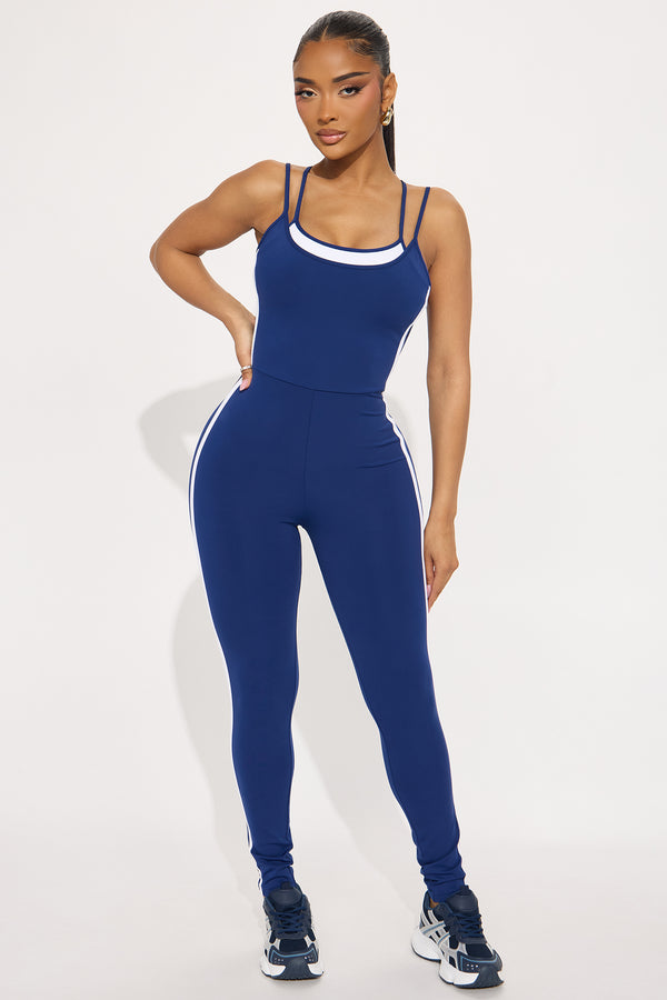 Fashion Nova You Got Skills Active Jumpsuit - Midnight Blue