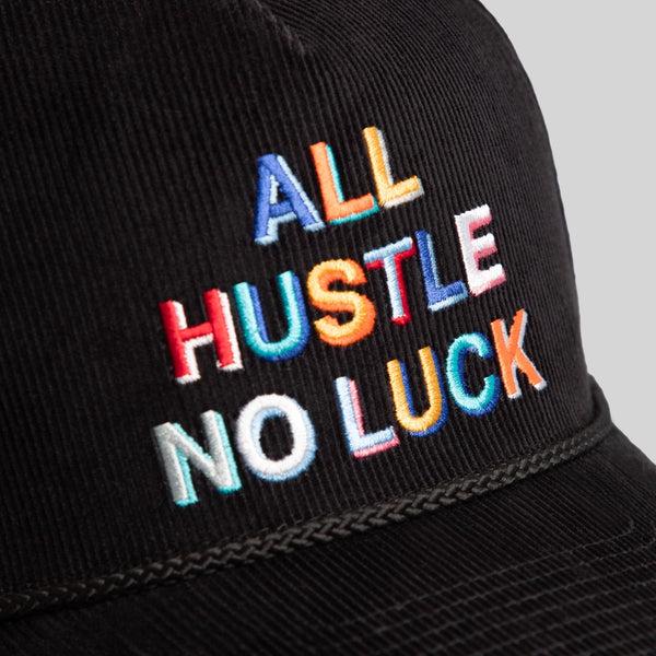 Forever21 ALL HUSTLE NO LUCK BLACK CORDUROY TRUCKER HAT Black