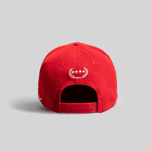 Forever21 ALL HUSTLE NO LUCK RED CORDUROY TRUCKER HAT Red